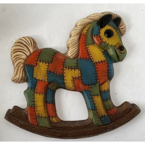 Vintage 1979 Foam Craft‎ Nursery Patchwork Rocking Horse Wall Hanging
